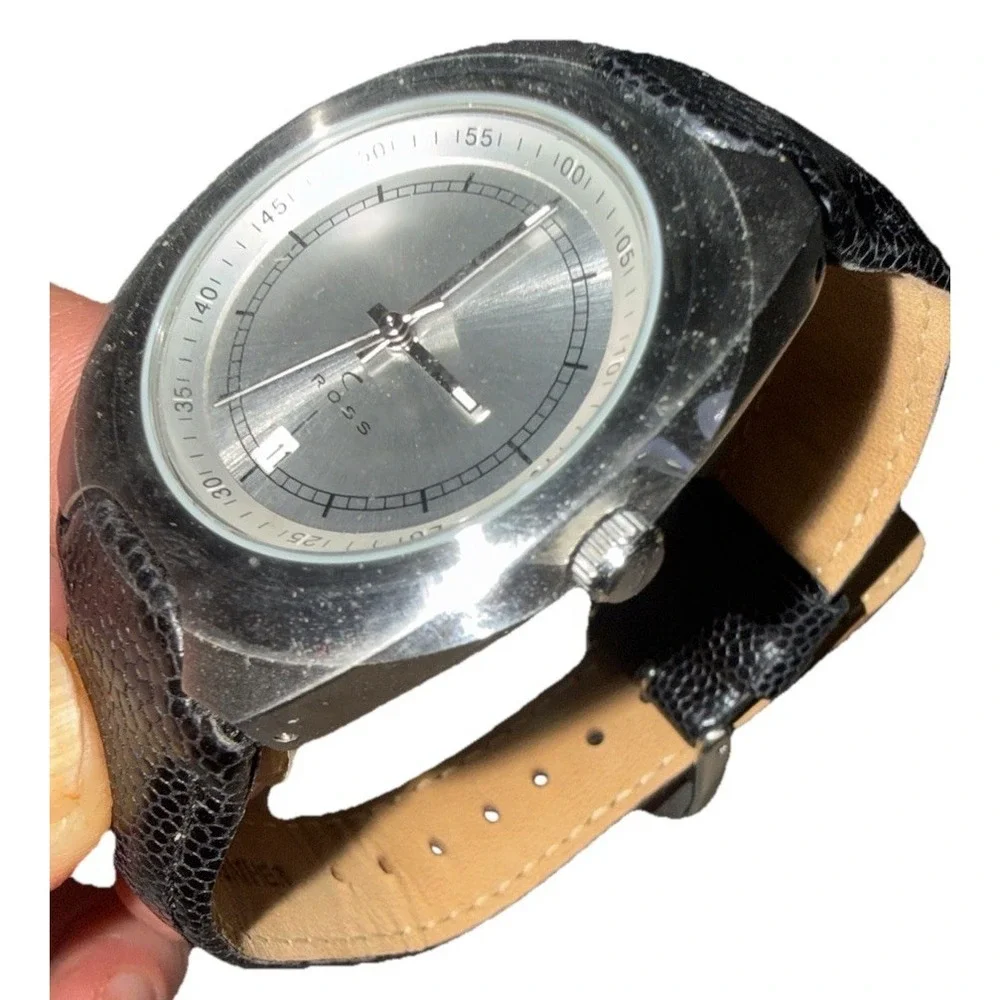 CROSS Tourist‑Trophy Men's Brushed Steel Watch WMA09 Leather strap NIB vintage